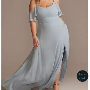 Elegant Blue Cold Shoulder Maxi Dress